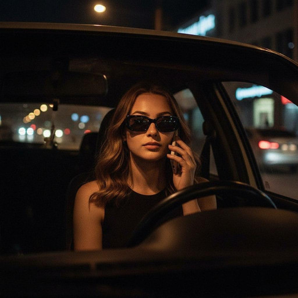 В автомобиле и в очках