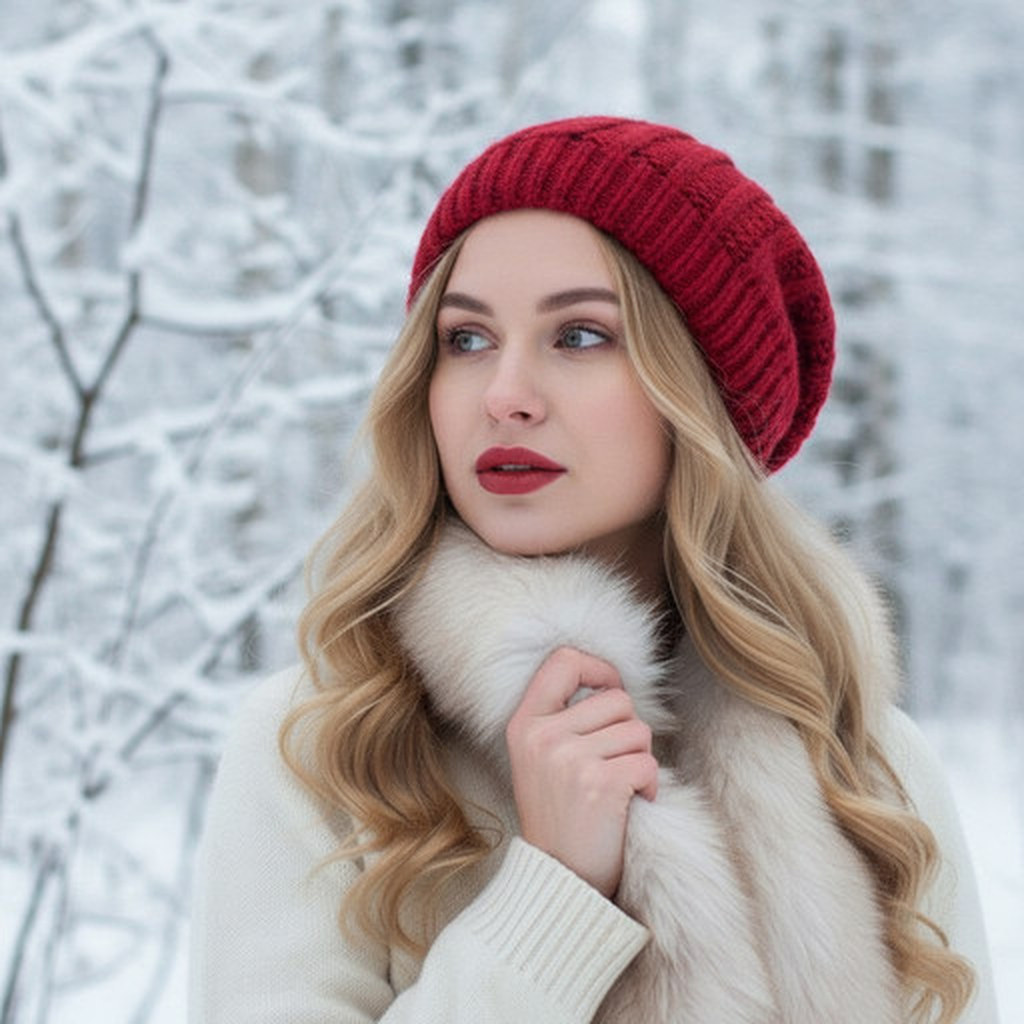 Зимний образ в красной шапке