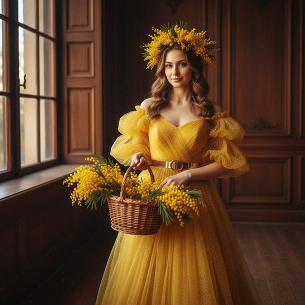 Портрет с желтыми цветами