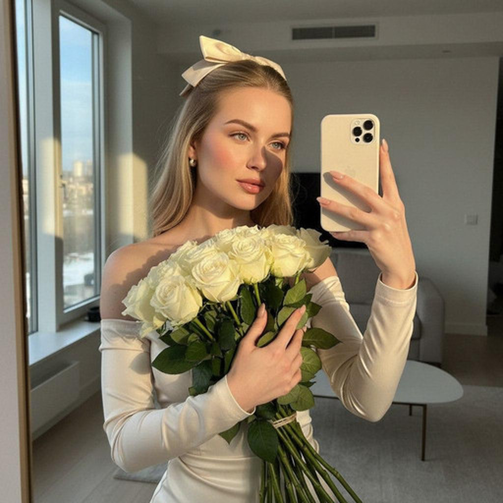 Селфи с белыми розами #2387
