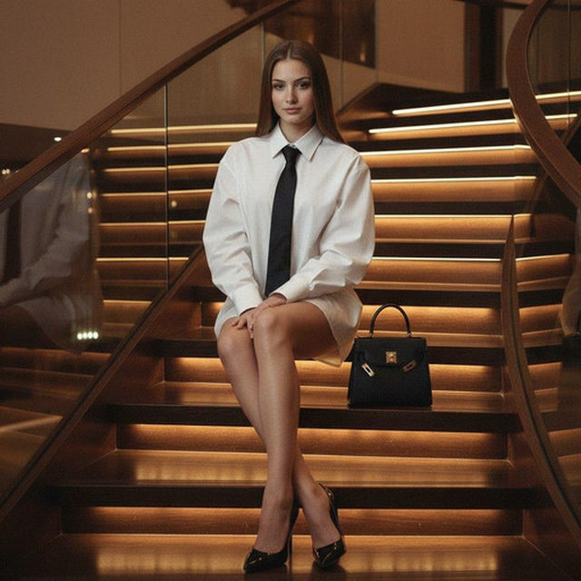 У лестницы с подсветкой