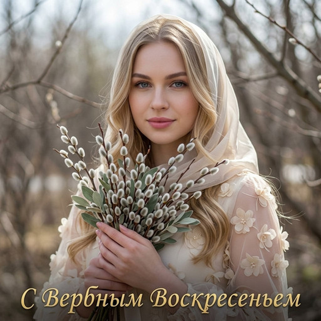 Открытка с вербным воскресеньем