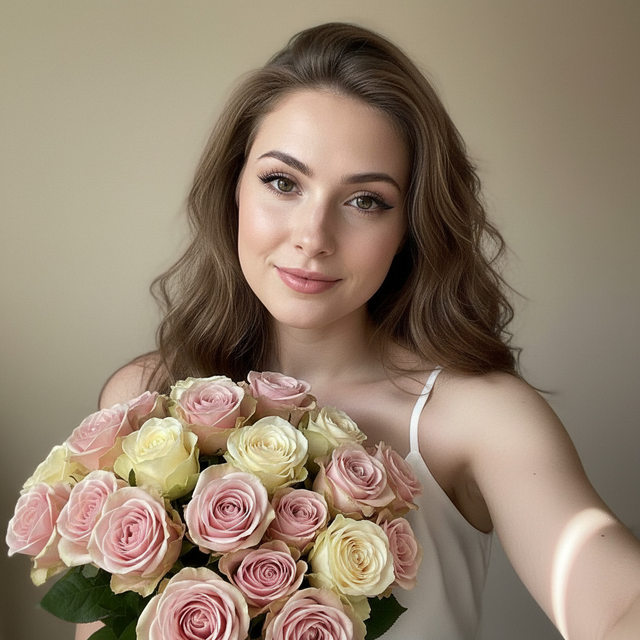 Селфи с букетом