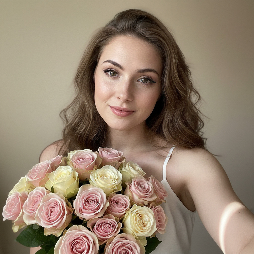 Селфи с букетом