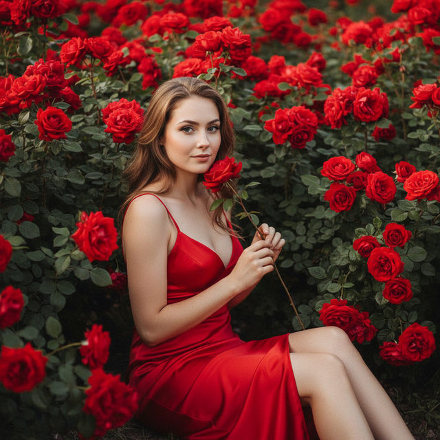 В красных цветах