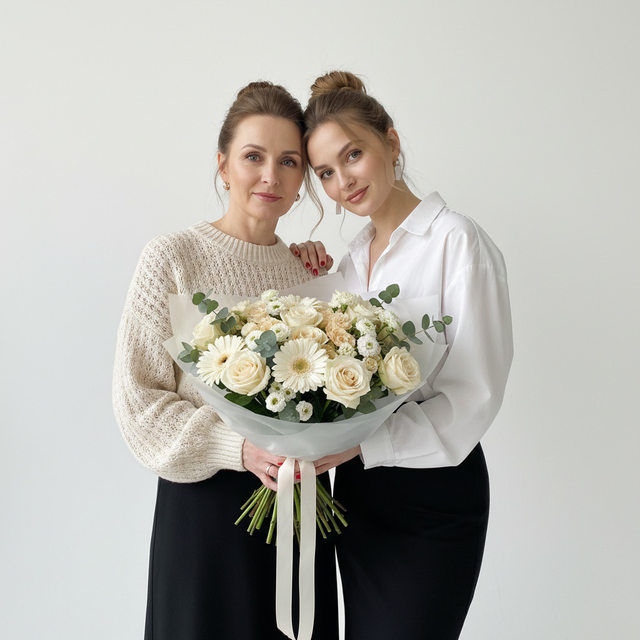 Семейное фото с цветами