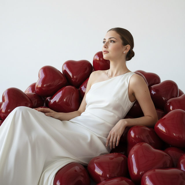 В воздушных шарах в виде сердца