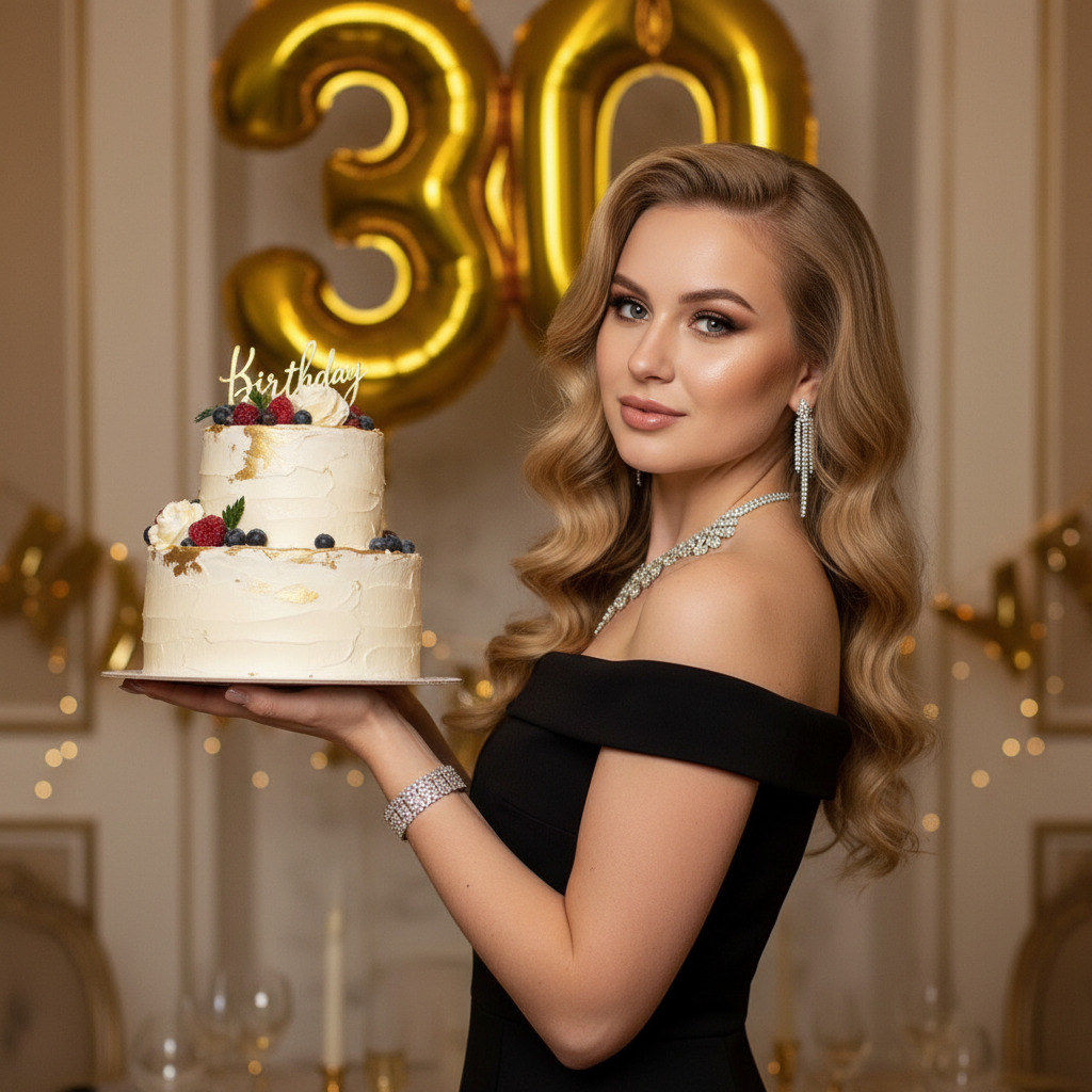 Праздничный портрет женщины (цифры менять внутри запроса)