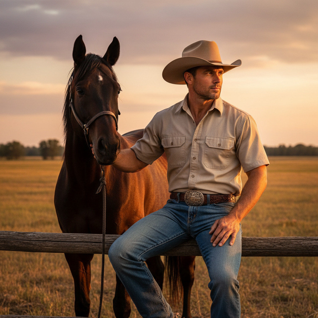 Ковбой на закате