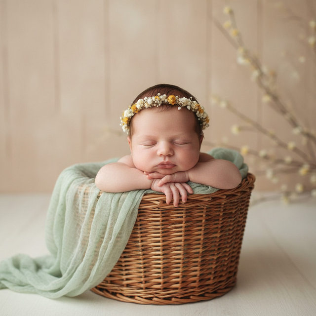 Новорожденный в корзине