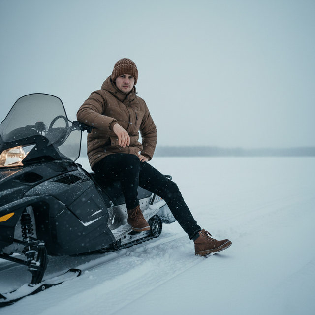Мужчина у снегохода