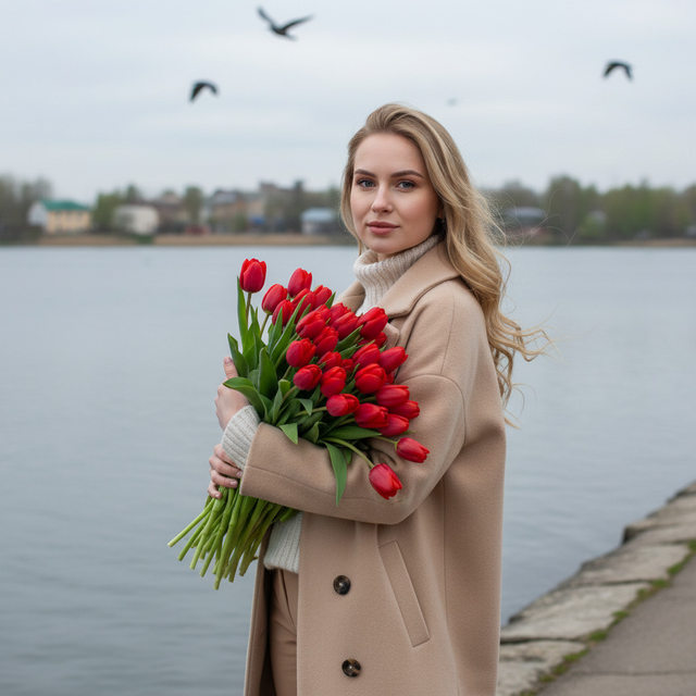 Женщина у пруда