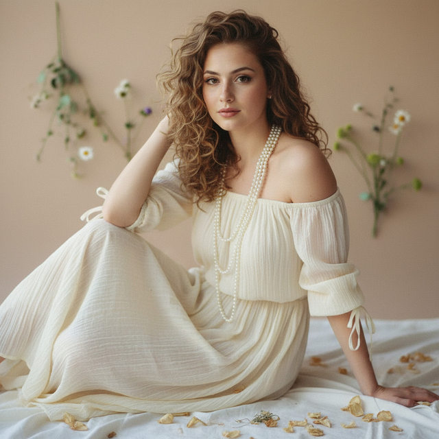 Портрет в студии с цветами