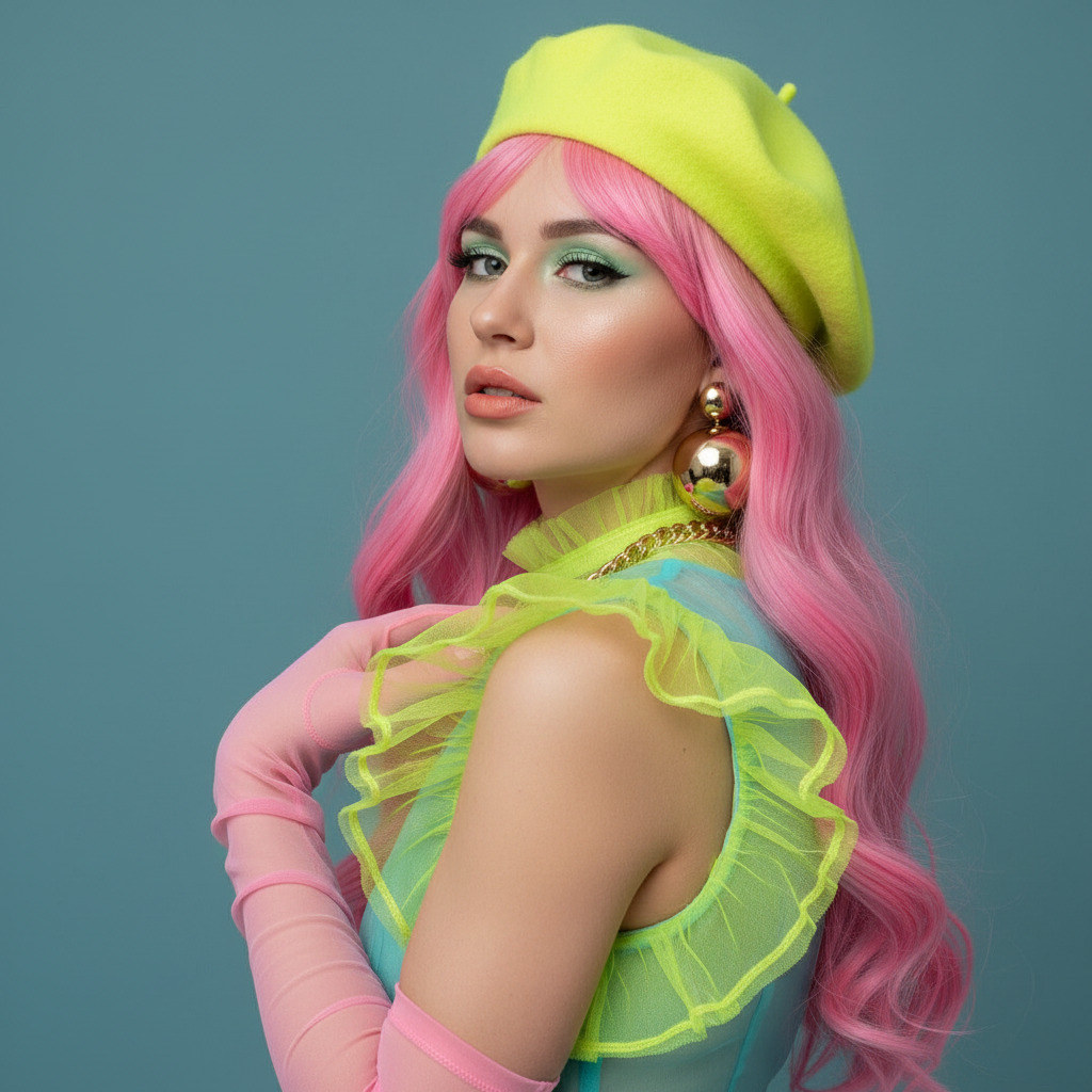 Яркий кадр и розовыми волосами