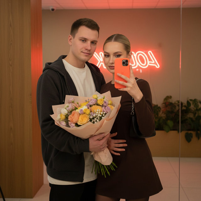 Зеркальное селфи пары