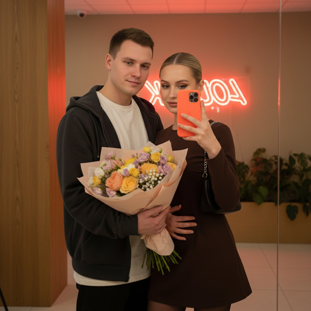 Зеркальное селфи пары