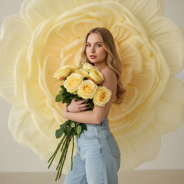 Студийное фото с букетом