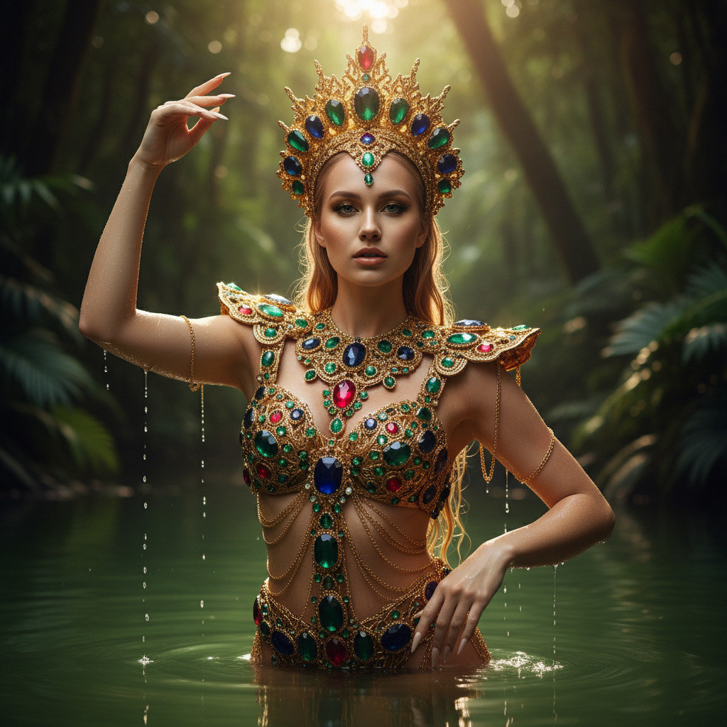 В азиатской фольклерной одежде