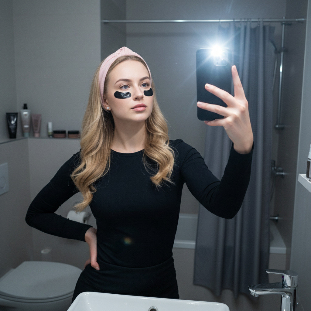 Селфи женщины с патчами