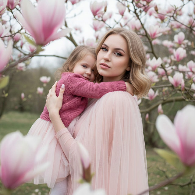 Мама с ребенком в саде