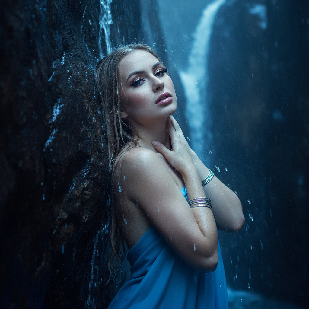 Девушка у водопада