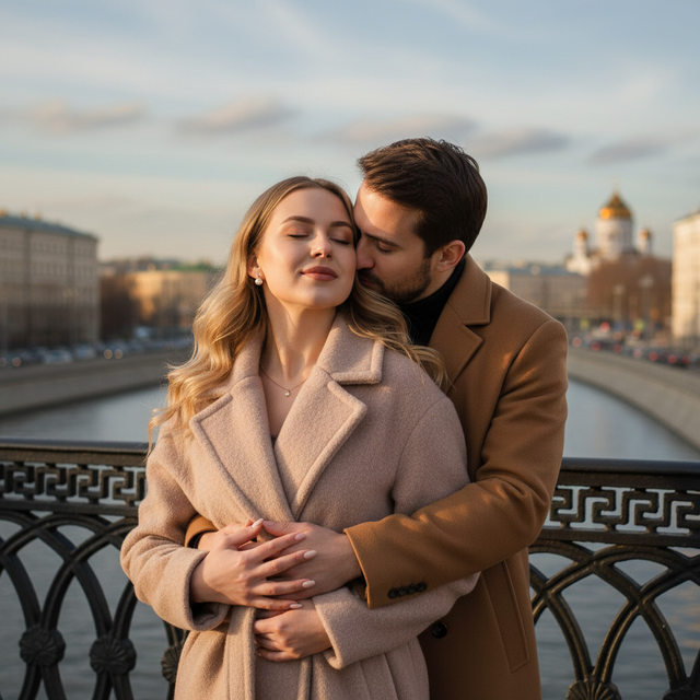 Пара, кадр на мосту