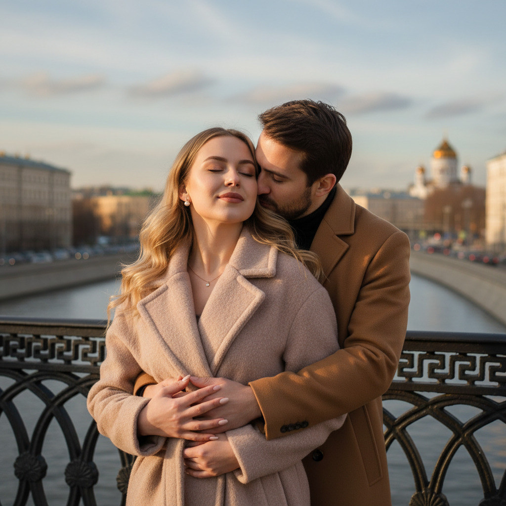 Пара, кадр на мосту