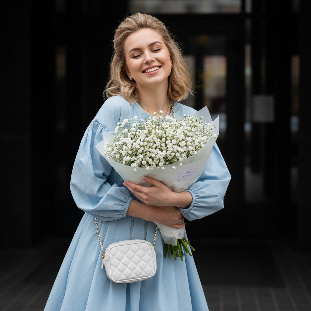 Женщина с букетом