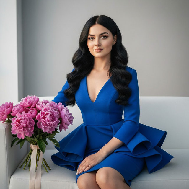 В синем платье