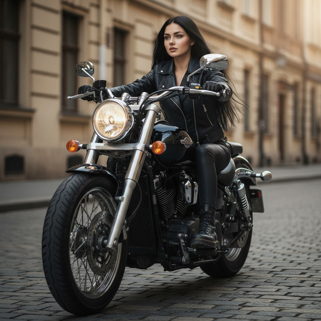 Девушка на мотоцикле