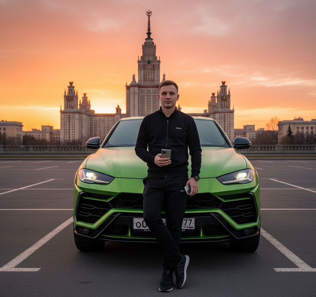 Портрет мужчины с дорогим авто
